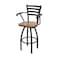 Holland Bar Stool Co Jackie with Arms 30 in. Swivel Bar Stool with Black Wrinkle Finish and Medium Maple Seat 415 - alternate 1